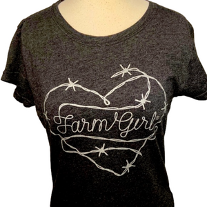 Farm Girl Short Sleeve Tee Shirt Black L